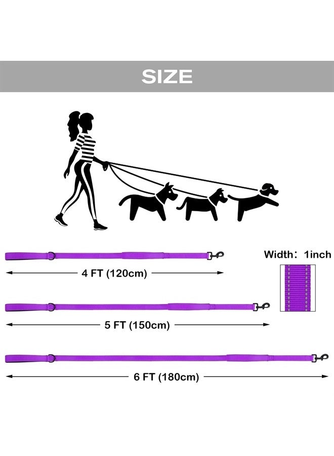 Joytale Double Handle Dog Leash, Double-Sided Reflective Dog Leashes for Night Safety, Heavy Duty Leash for Large and Extra Large and Medium Breed Dogs Outside Walking,5FT,Purple - Image 3