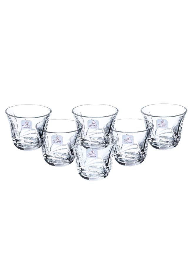 Alsaif Bialat Serving Set + Crystal Cups With Saucer 18 Pieces Transparent - Image 5