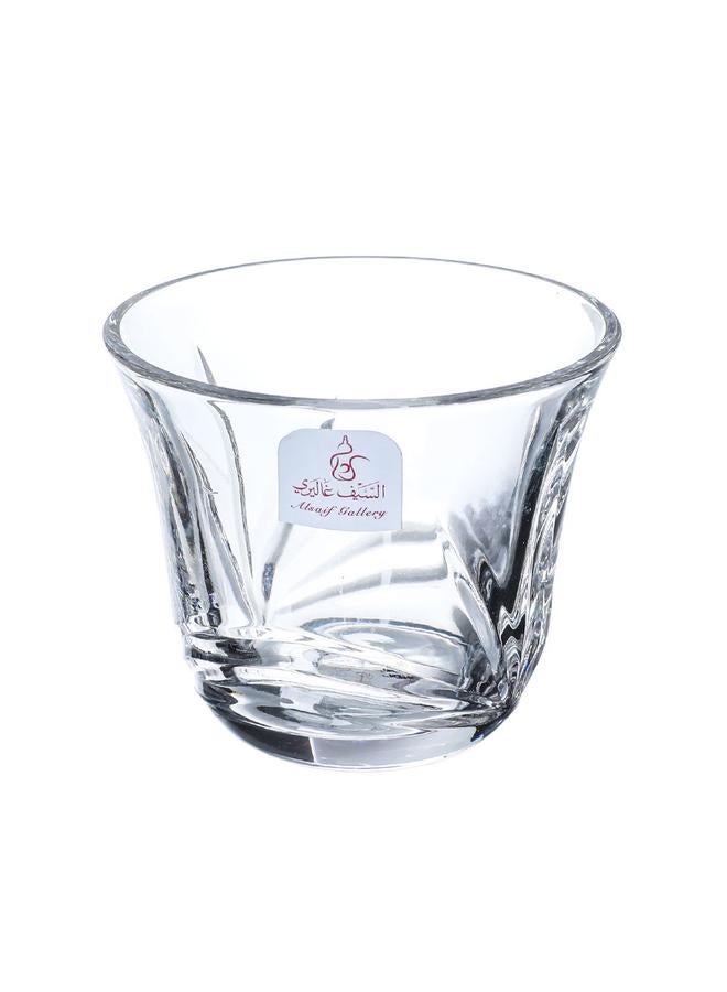 Alsaif Bialat Serving Set + Crystal Cups With Saucer 18 Pieces Transparent - Image 4