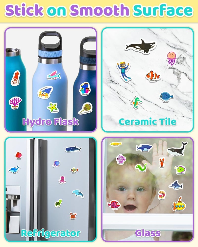 Slipps Jelly Reusable Fun Sticker Books for Kids Toddlers 1-6 Years, 36 Pcs Cute Waterproof Stickers for Teens Girls Boys (Ocean World) - Image 4