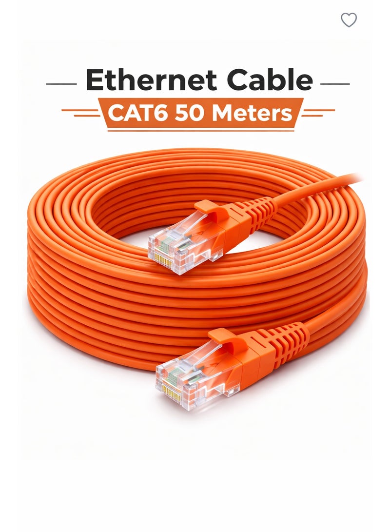 فوجيشكا كابل إيثرنت بطول 50 متر – موصلات RJ45 متينة لشبكات سلكية موثوقة | مثالي لأجهزة التوجيه، والمحولات، وأجهزة الكمبيوتر والمزيد | تصميم مقاوم للتشابك مع تنظيم بواسطة أربطة | وضوح محسن لإدارة الكابلات بسهولة - Image 1