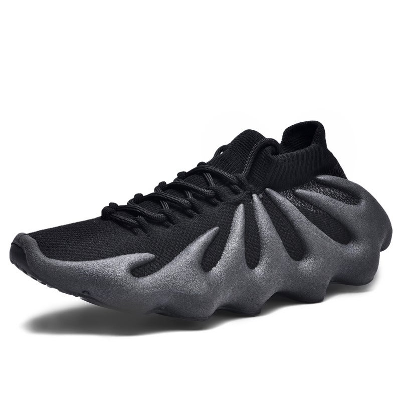 Generic 2024 Trendy Breathable Knit Sneakers for Men Black 