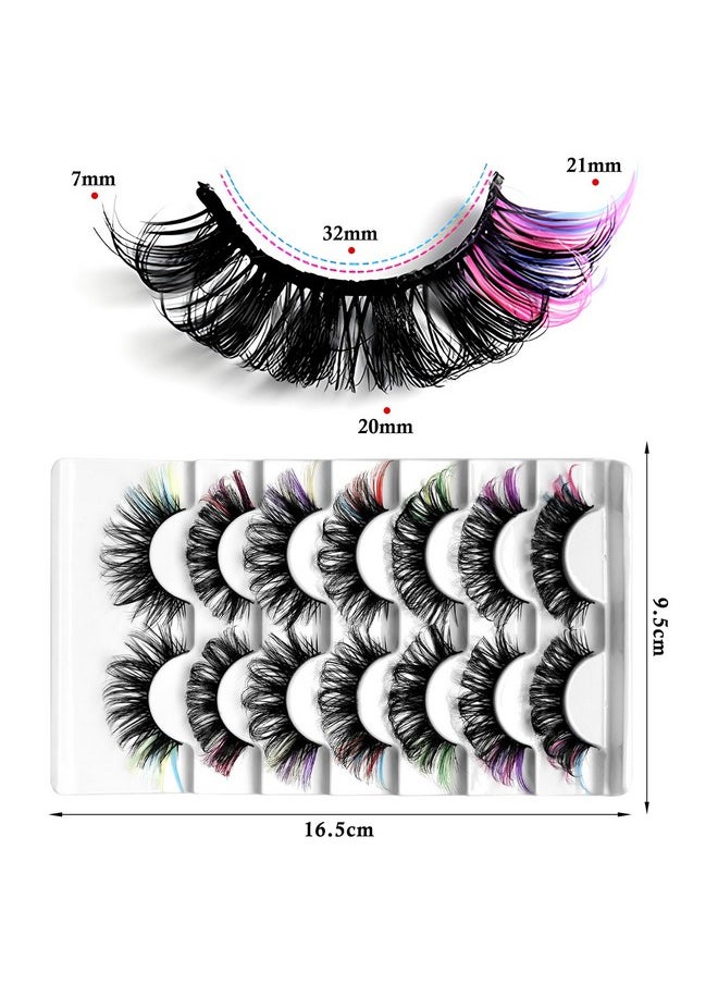 LoveOurHome 7 Pairs Fake Eyelashes Fluffy False Eyelashes Faux Mink Wispy Lashes Natural Look Lash Extension Eye Lashes 21Mm 6D Volume Colorful Strips False Lashes With Tweezers For Women Teen Girls  - Image 3