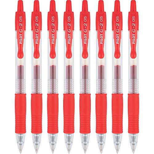 Pilot G2 Premium Gel Roller Pens, Extra Fine Point 0.5 mm, Red Pens, Pack of 8 - Ideal for Everyday Writing & Office Tasks - Image 1