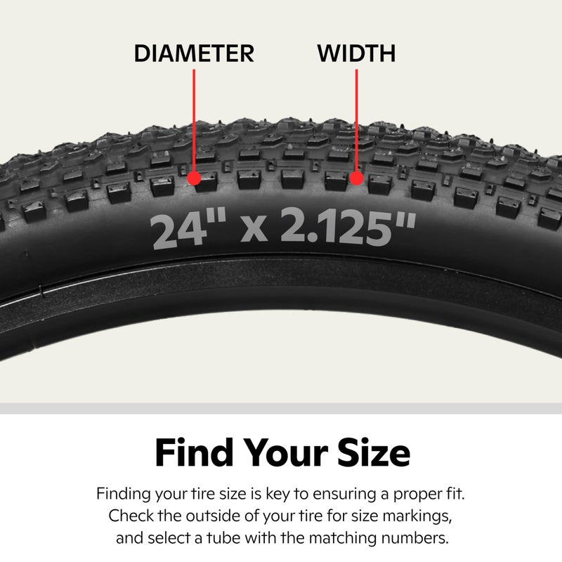 SCHWINN أنبوب دراجة بديل من شوين، صمام شرادر، ذاتي الختم، 24 بوصة × 1.75 بوصة-2.125 بوصة، أسود - Image 4