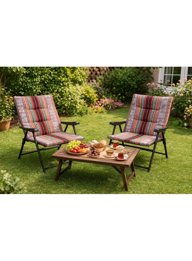 التيس كرسي رحلات قابل للطي تراث سعودي (2 حبات) Heavy Duty Folding Camping Chair SKT2 - Image 5