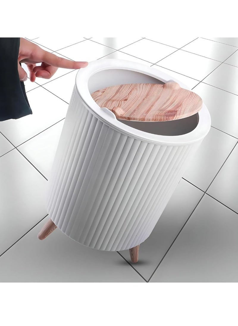 سلة مهملات أنيقة، سلة مهملات ديكور منزلي بأرجل خشبية - Image 1