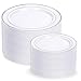 I00000 200 Pcs Silver Plastic Plates Silver Disposable Party Plates Include 100 Dinner Plate and 100 Elegant Dessert Plate Perfect for Party Holiday Wedding Birthday - Image 1