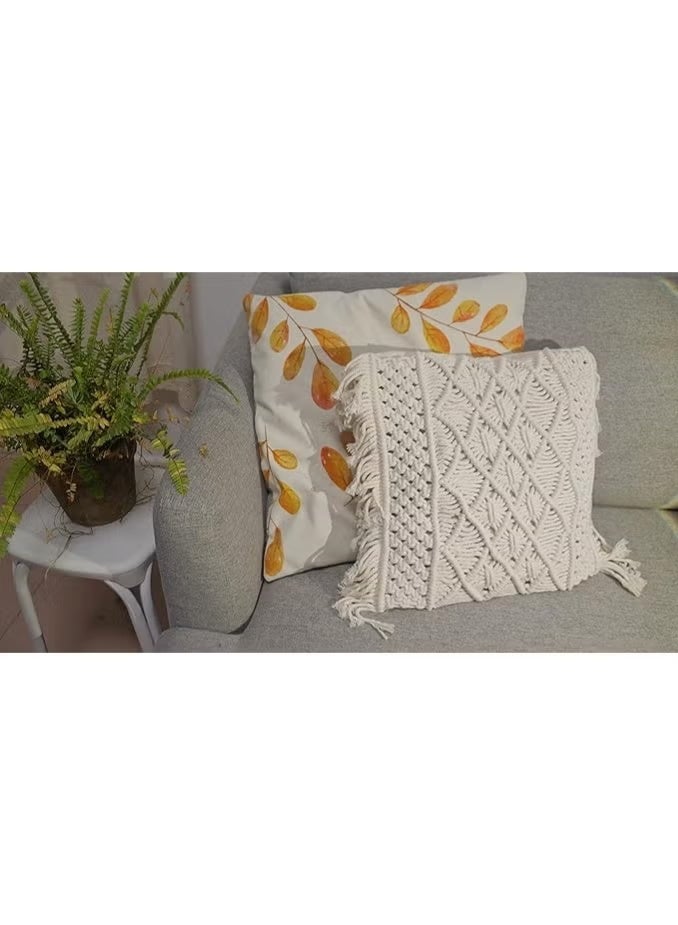 HMK CRAFTS كوشن مكرمية – ديكور يدوي من القطن - Image 1