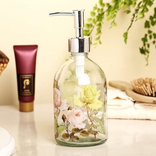 Topadorn Glass Soap Dispenser Bottle with Pump,Refillable Liquid Hand Dispenser for Bathroom, Kitchen Soap Dispenser 17 oz - Image 4