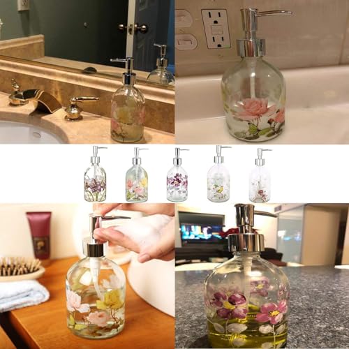 Topadorn Glass Soap Dispenser Bottle with Pump,Refillable Liquid Hand Dispenser for Bathroom, Kitchen Soap Dispenser 17 oz - Image 5