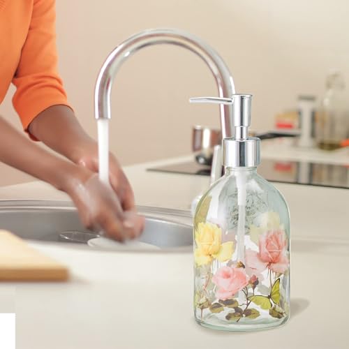 Topadorn Glass Soap Dispenser Bottle with Pump,Refillable Liquid Hand Dispenser for Bathroom, Kitchen Soap Dispenser 17 oz - Image 2
