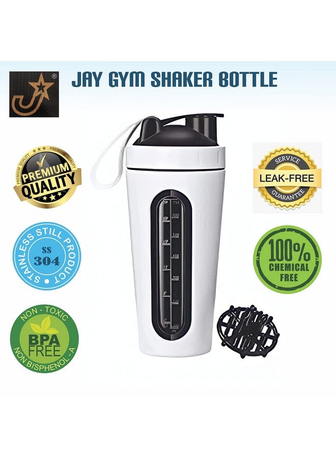 Jay JAY Stainless Steel, Visible Window, Leak Proof, BPA-Free Shaker Bottle (750 ml, White) - Image 4
