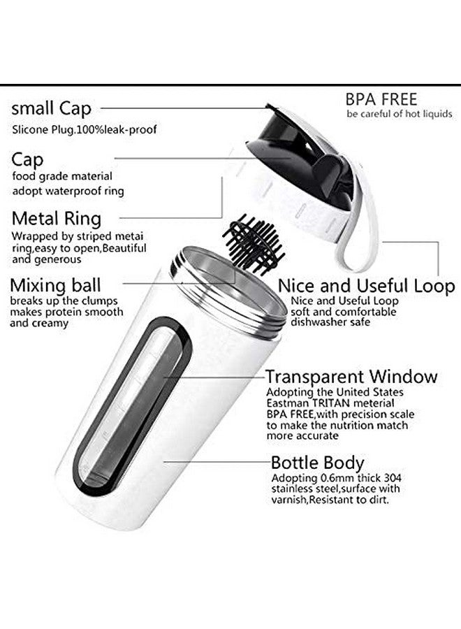 Jay JAY Stainless Steel, Visible Window, Leak Proof, BPA-Free Shaker Bottle (750 ml, White) - Image 2