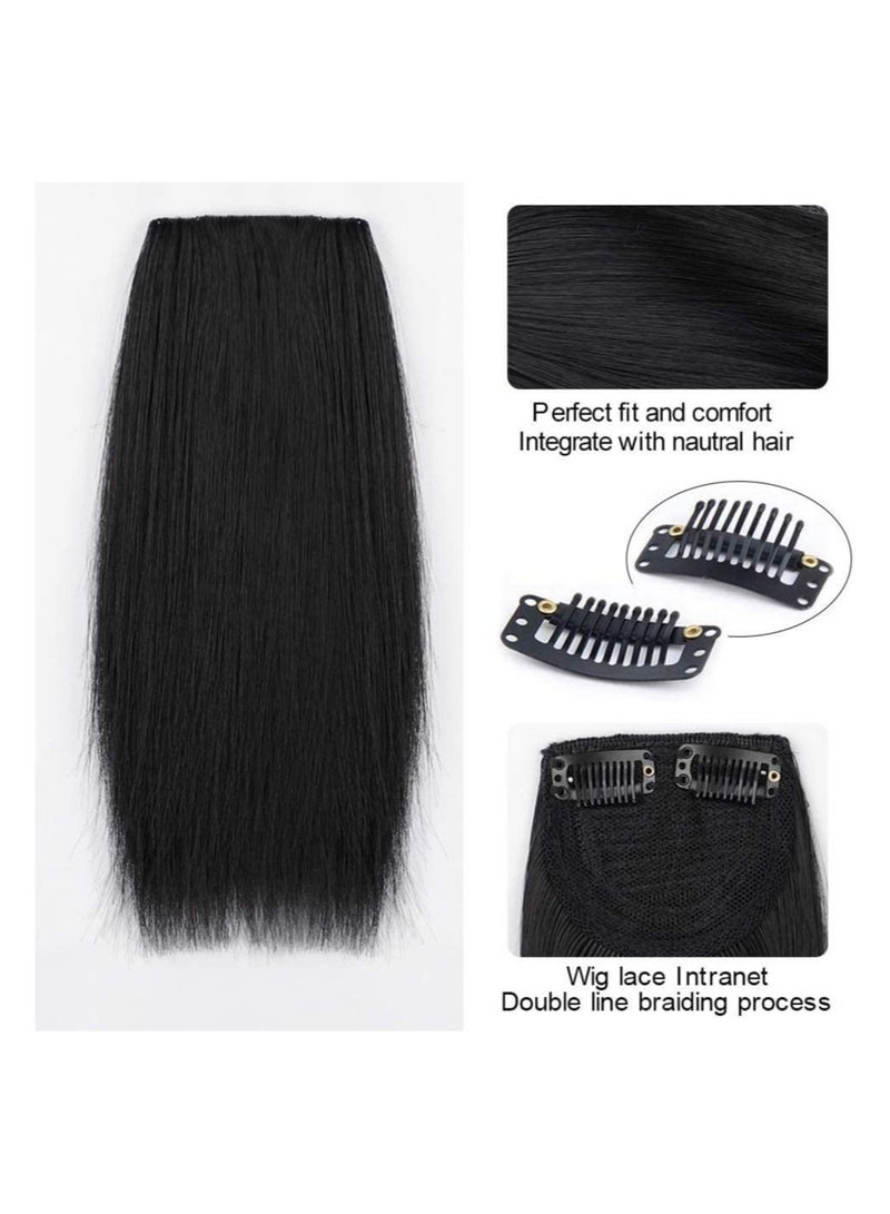 إستيل مشابك في قطعة شعر صناعية قصيرة مفرودة قطعة شعر دبوس شعر غير مرئي لتخفيف الشعر وإضافة حجم الشعر الطبيعي المنفوش عالي الشعر 2 قطعة أسود رقم 2 - Image 2