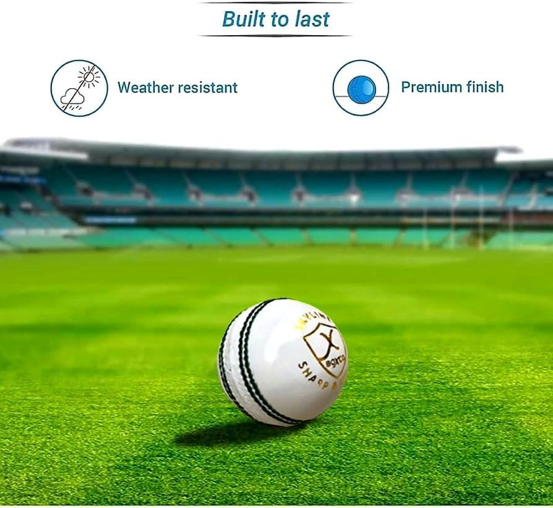 BOXCO Skyline Cricket Leather Ball for T20, One Day and Test Matches, 4-Piece, Hand Stitched, 50 Overs (White) - Image 3