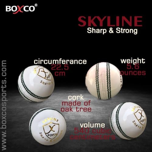 BOXCO Skyline Cricket Leather Ball for T20, One Day and Test Matches, 4-Piece, Hand Stitched, 50 Overs (White) - Image 2