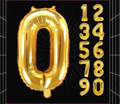 FOOGAA Solid Foil Balloon - 16 Inch (0 Number) Golden Balloon for Kids Birthday, Pack of 1