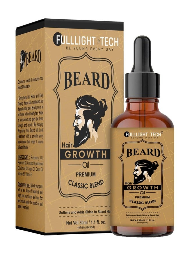 Fulllight Tech Beard Growth Oil for Men-30ml | Natural & Organic Beard Care with Cedarwood, Argan & Rosemary Oils | Promotes Thicker, Fuller Beard | Softens & Fills Patches | Non-Greasy - Image 1