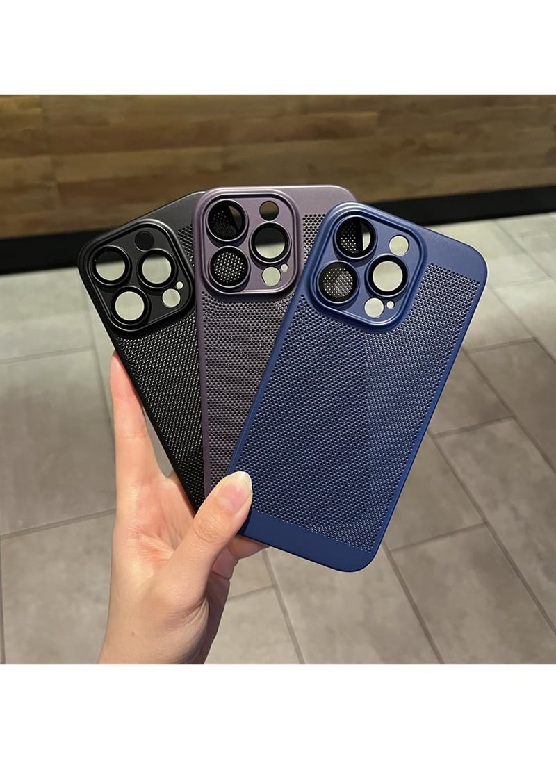 Heat Dissipation Case with Built in Camera Lens Protector Slim Fit Breathable Cooling Anti Fingerprint Hard PC Back ShockproofÂ Cover For Iphone 15 Pro Max (Black) - Image 4