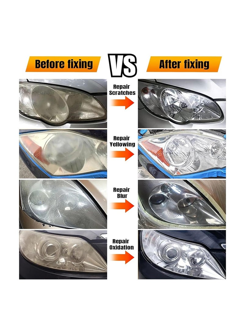 MR.SMART Professional Headlight Restoration Kit 800ml – Advanced Headlight Lens Restoration System with Vapor Repair Cup, Polishing Solution & Sanding Block – Restores Yellow, Oxidized & Foggy Headlights – Long-Lasting Crystal Clear Finish – Easy DIY Car Headlight Repair Kit - Image 2