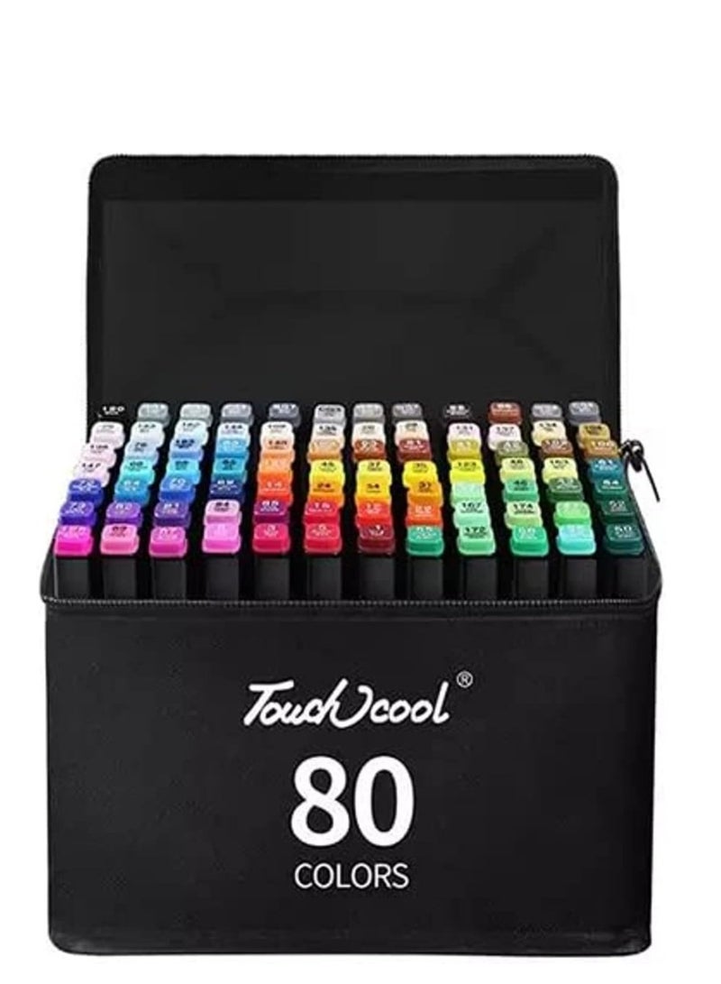 Touch 80 Colors Art Marker Pen Set, Dual Tip Marker Pen with Carrying Bag, Art Supplies for Students, Adults, Artists Drawing, Coloring, Sketching Design - Image 1