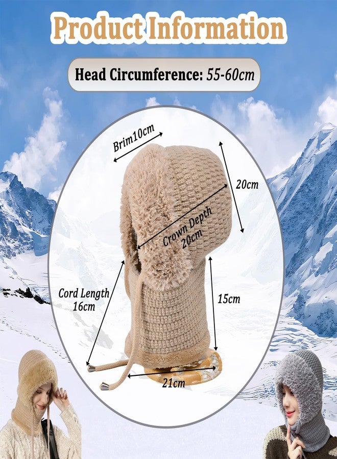PMDYBY 3 in 1 Beanie Hat with Scarf and Mask, Women Balaclava Winter, Warm and Wind-Resistant, Ideal for Outdoor Skiing and Travel, 1pcs-khaki, One Size - Image 5