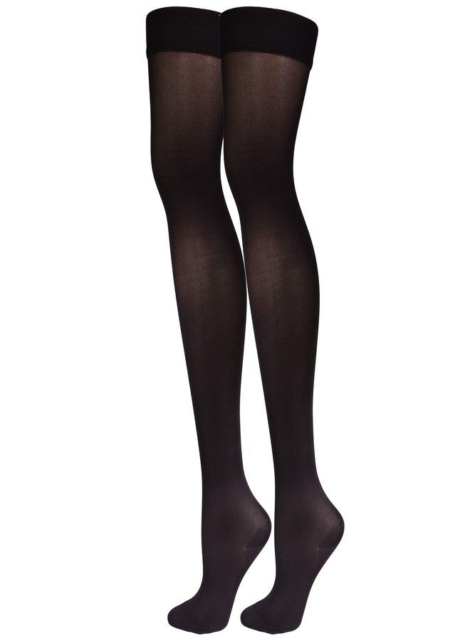 Truform Women's Compression Stockings, 15-20 mmHg, Thigh High Length, Closed Toe, Opaque, Black, Medium - Image 2