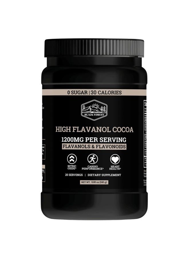 Black Forest مسحوق الكاكاو عالي الفلافانول (1200 ملغ فلافانولات ومكملات فلافونويد) 10 أضعاف (إبيكاتشين) من 600 ملغ من مكمل إبيكاتشين لصحة القلب، أكسيد النيتريك - Image 1