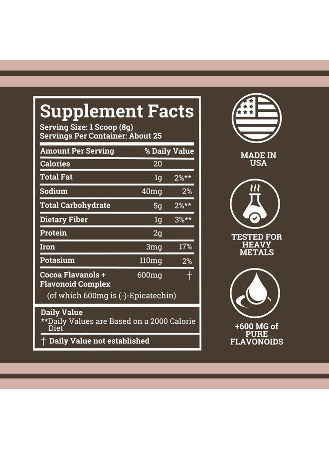 Black Forest مسحوق الكاكاو عالي الفلافانول (1200 ملغ فلافانولات ومكملات فلافونويد) 10 أضعاف (إبيكاتشين) من 600 ملغ من مكمل إبيكاتشين لصحة القلب، أكسيد النيتريك - Image 2