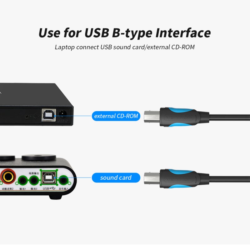 كابل USB A إلى USB B: طول 10 متر / 33 قدمًا - سرعة عالية 480 ميجابت في الثانية واجهة مطلية بالنيكل ومحاطين بالدرع المزدوج لطابعات وماسحات ضوئية وأقراص صلبة خارجية وكروت صوت وأجهزة USB - Image 2