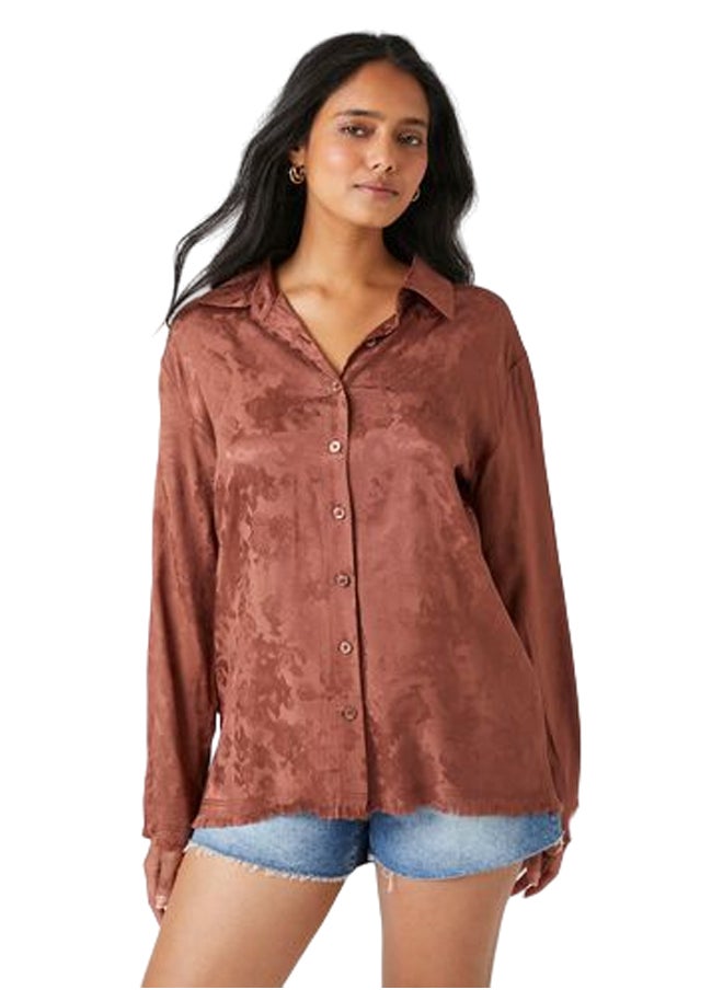 FOREVER 21 - Floral Print Distressed Shirt - Image 1