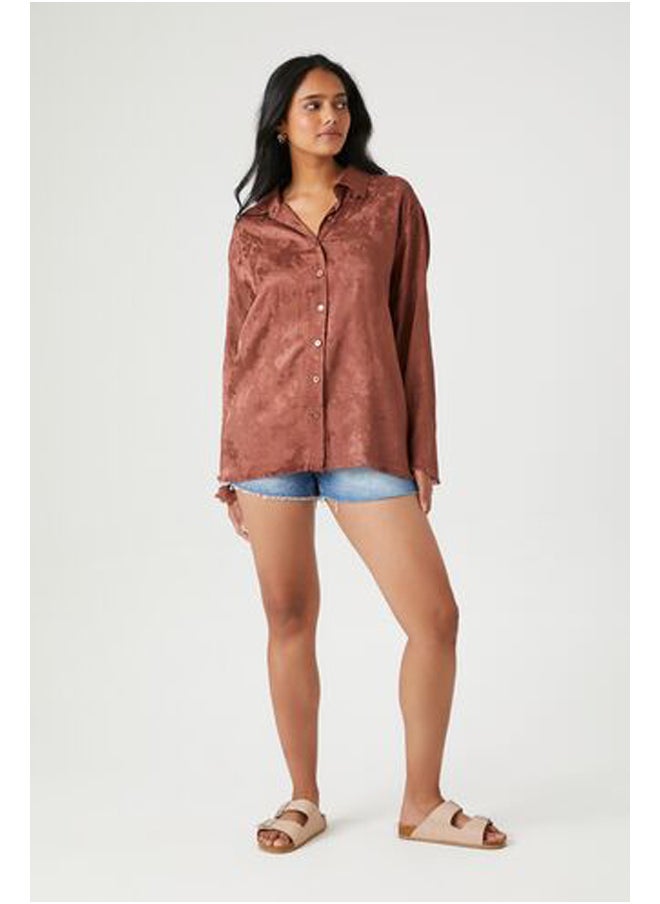FOREVER 21 - Floral Print Distressed Shirt - Image 1