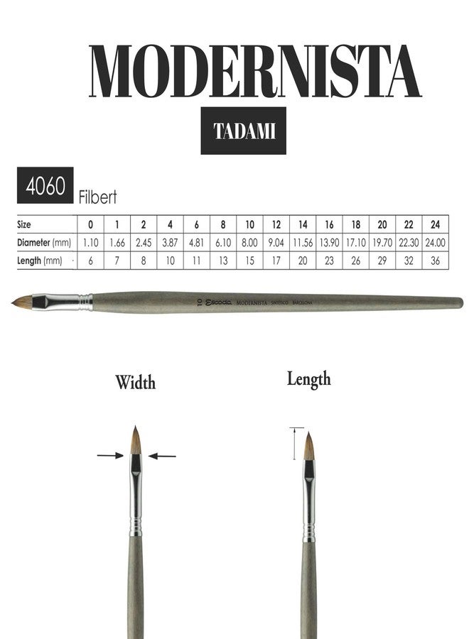 Escoda Modernista 4060 Oil & Acrylic Tadami Synthetic Mongoose Paint Brush Filbert; Size 10 - Image 3