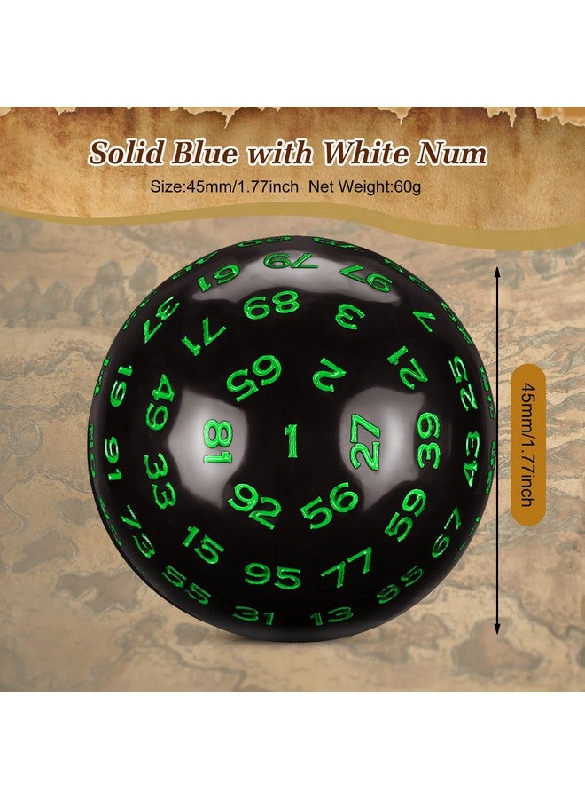 Sumind Sumind 100 Sided Polyhedral Dice Single D100 Game Dice 45 mm 100 Sided Cube with Black Pouch for Role Playing DND RPG MTG Table Games Party Supplies Family Party Favor(Black Base with Green Numbers)  - Image 2