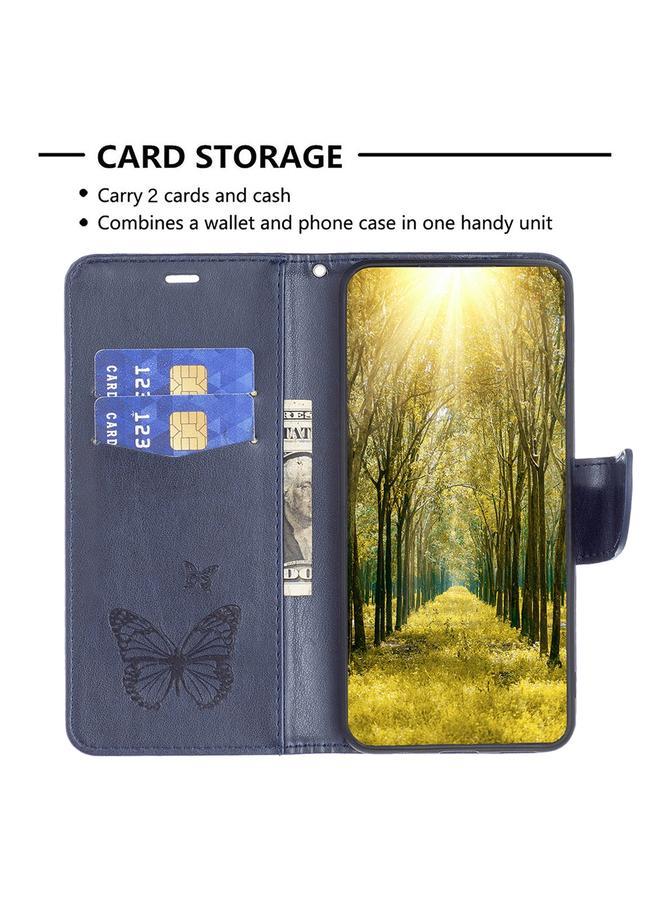 اس-توب جراب لهاتف موتورولا موتو جي 14 4G، مصنوع من الجلد، ومزين بنقشة فراشتين - Image 4