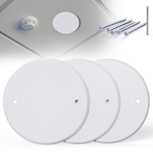 Wuno Shop 3 Pcs Smoke Detecte Cover Plate, 5 Inch Metal Round Blank Ceiling Cover Plate, Junction Box Covers For Outlet And Wall Light Hole, Electrical Box Covers With Hole Spacing 3.5 Inch - Image 1