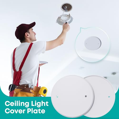 Wuno Shop 3 Pcs Smoke Detecte Cover Plate, 5 Inch Metal Round Blank Ceiling Cover Plate, Junction Box Covers For Outlet And Wall Light Hole, Electrical Box Covers With Hole Spacing 3.5 Inch - Image 3