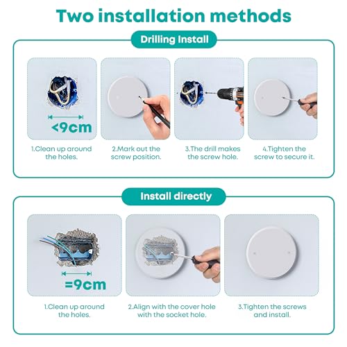 Wuno Shop 3 Pcs Smoke Detecte Cover Plate, 5 Inch Metal Round Blank Ceiling Cover Plate, Junction Box Covers For Outlet And Wall Light Hole, Electrical Box Covers With Hole Spacing 3.5 Inch - Image 5