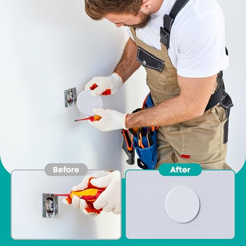 Wuno Shop 3 Pcs Smoke Detecte Cover Plate, 5 Inch Metal Round Blank Ceiling Cover Plate, Junction Box Covers For Outlet And Wall Light Hole, Electrical Box Covers With Hole Spacing 3.5 Inch - Image 4