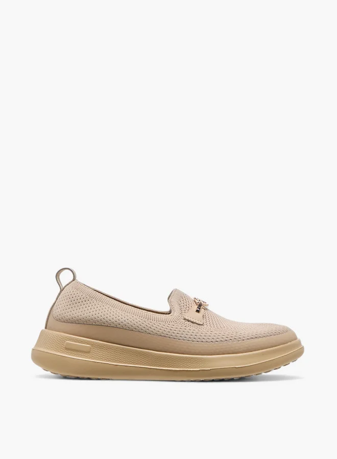Le Confort Women's Metal Accent Flyknit Slip-On Loafers with Pull Tabs