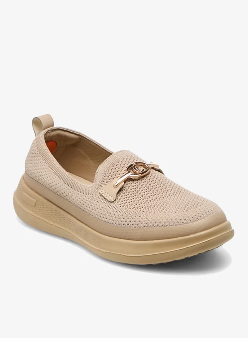 Le Confort Women's Metal Accent Flyknit Slip-On Loafers with Pull Tabs