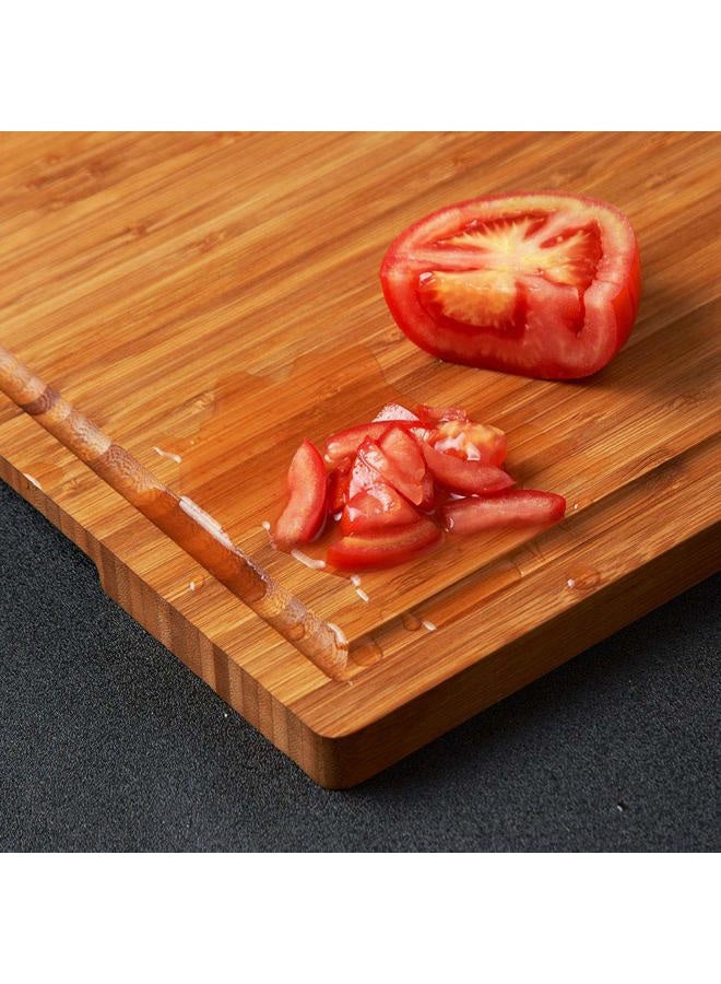 Allsum Bamboo Wood Cutting Board for Kitchen, 18" Large Cheese Charcuterie Chopping Block with Side Handles and Juice Grooves - Image 5