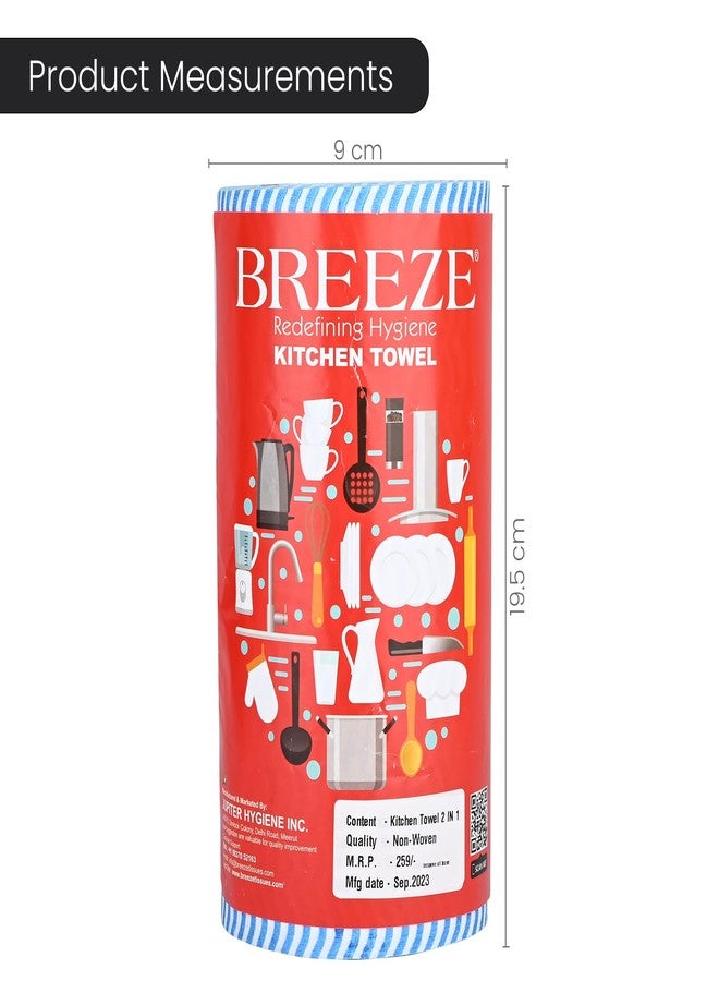 BREEZE Non-Woven Zig Zag 40 Sheets/pack 80 Pulls Kitchen towel Multipurpose tissue soft wipe Paper towels Disposable For Kitchen, Cars, Office & Home Use (Pack of 2) - Image 2