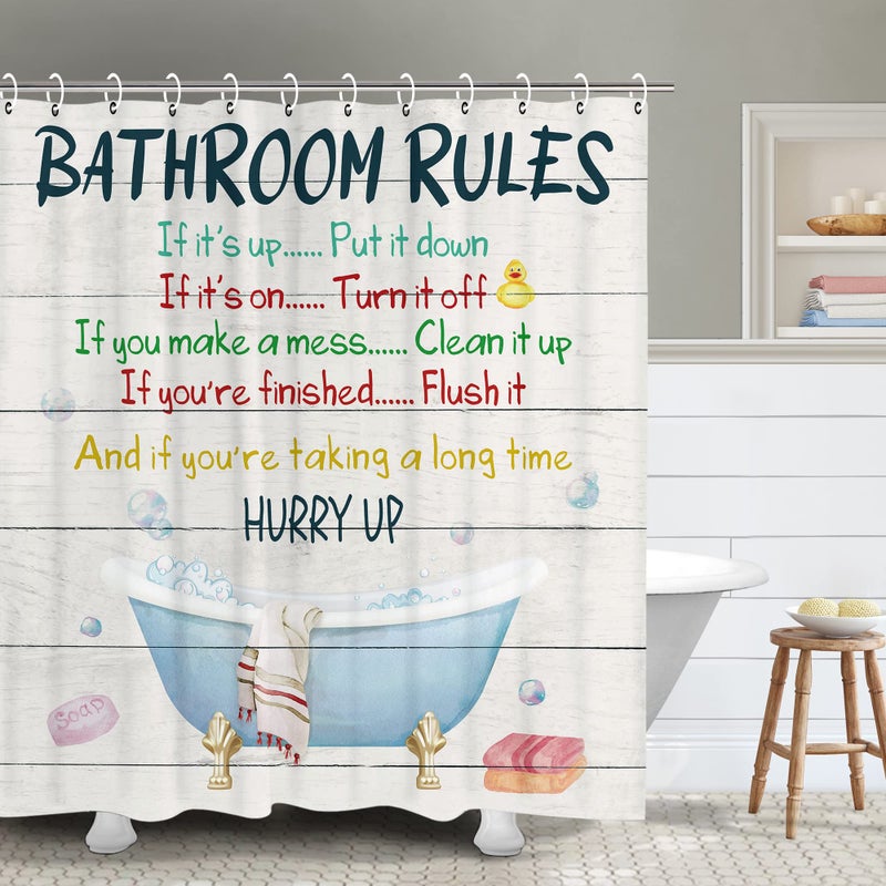 RosieLily Kids Shower Curtains 72W x 72H inch Extra Long Wide Shower Curtains with Hooks  Funny Words Teen Motivational Kids Bathroom Decor