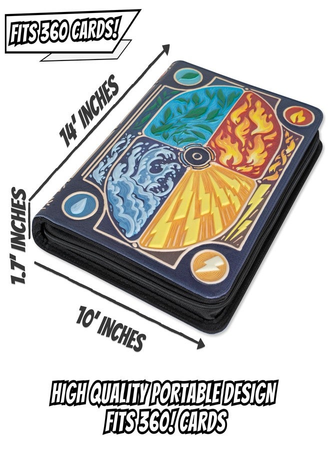 lynx 3D Card Binder for Pokemon - Stunning 3D Raised Elemental Design in PU Leather with Zipper - Includes 9 Pocket Pages for 360 Cards. Great Sleeve Album/TCG Holder/Trading Card Collection Book Gift. - Image 3