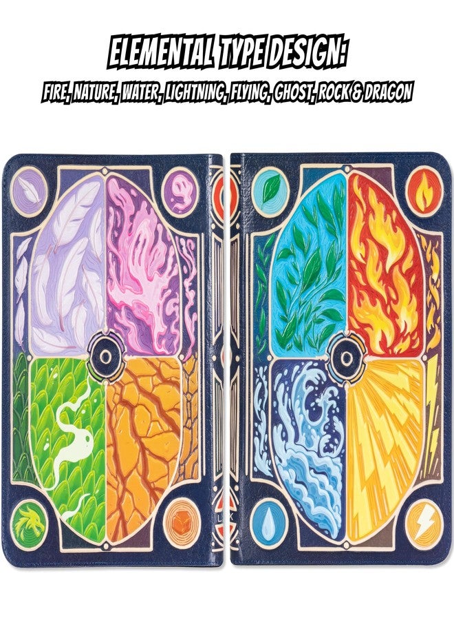 lynx 3D Card Binder for Pokemon - Stunning 3D Raised Elemental Design in PU Leather with Zipper - Includes 9 Pocket Pages for 360 Cards. Great Sleeve Album/TCG Holder/Trading Card Collection Book Gift. - Image 2