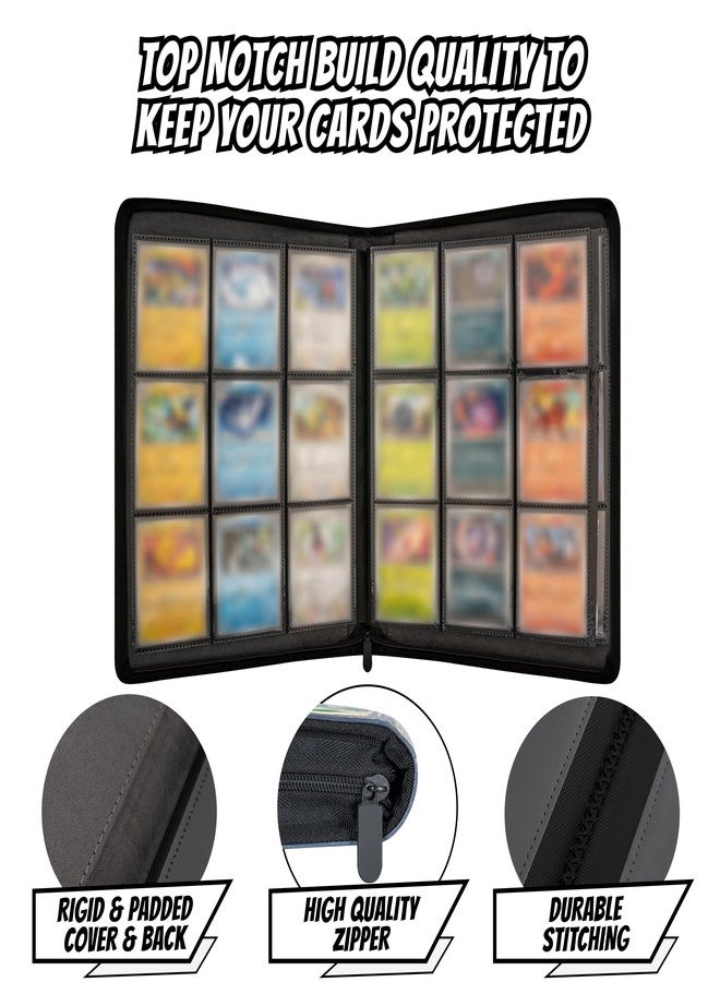 lynx 3D Card Binder for Pokemon - Stunning 3D Raised Elemental Design in PU Leather with Zipper - Includes 9 Pocket Pages for 360 Cards. Great Sleeve Album/TCG Holder/Trading Card Collection Book Gift. - Image 5