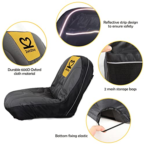 2win2buy Riding Lawn Mower Seat Cover, Heavy Duty 600D Polyester Oxford Tractor Seat Cover with Padded Cushion Surface, Durable Waterproof Seat Cover Fits Craftsman,Cub Cadet,Kubota Lawn Mower Tractor - Image 4