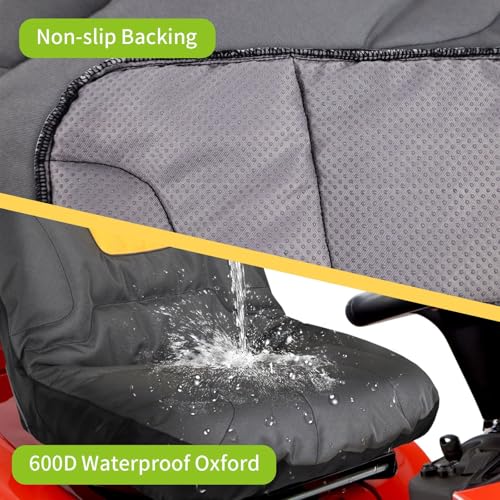 2win2buy Riding Lawn Mower Seat Cover, Heavy Duty 600D Polyester Oxford Tractor Seat Cover with Padded Cushion Surface, Durable Waterproof Seat Cover Fits Craftsman,Cub Cadet,Kubota Lawn Mower Tractor - Image 2